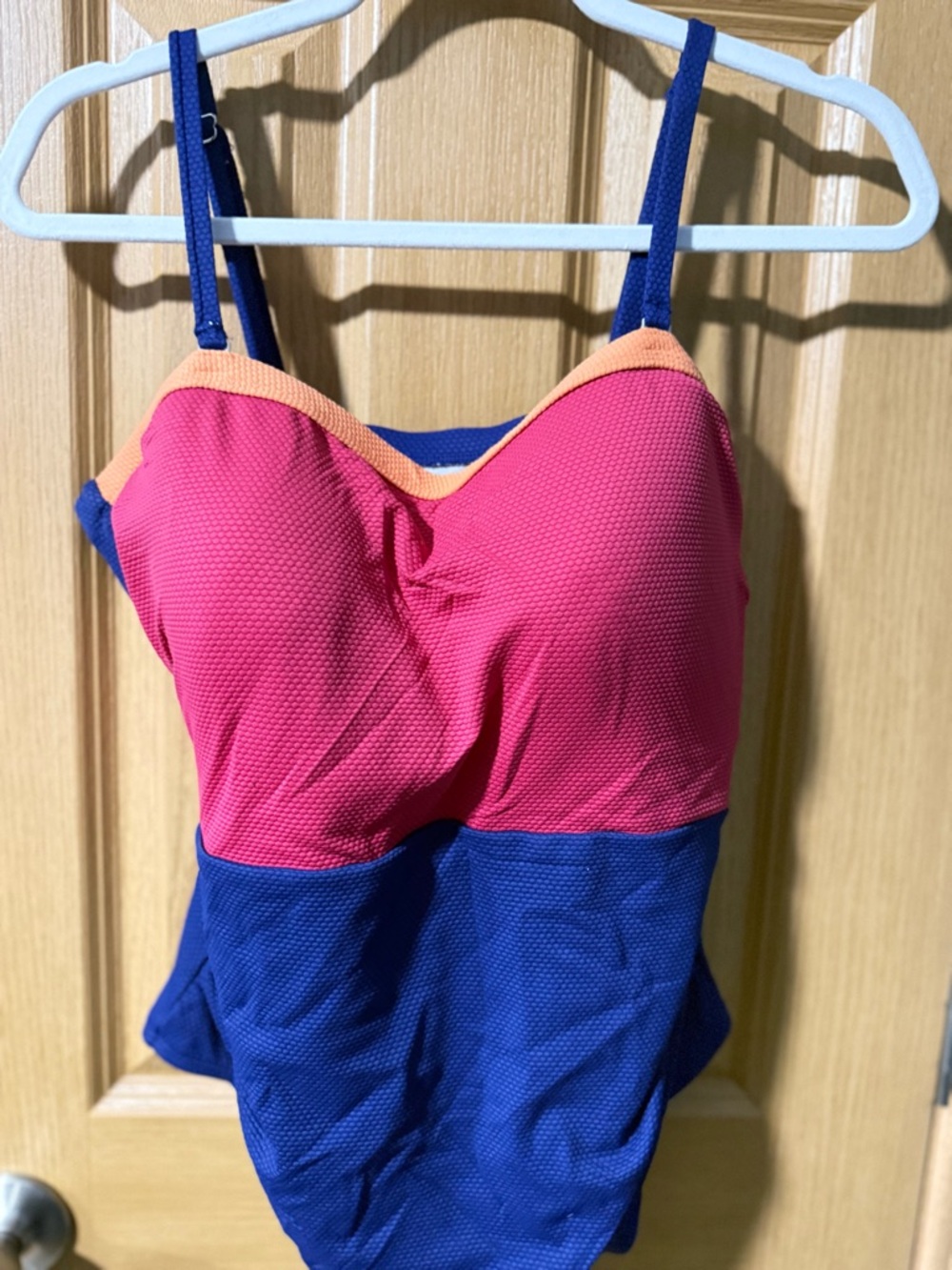 Colorblock One-Piece Swimsuit in Pink, Blue & Peach